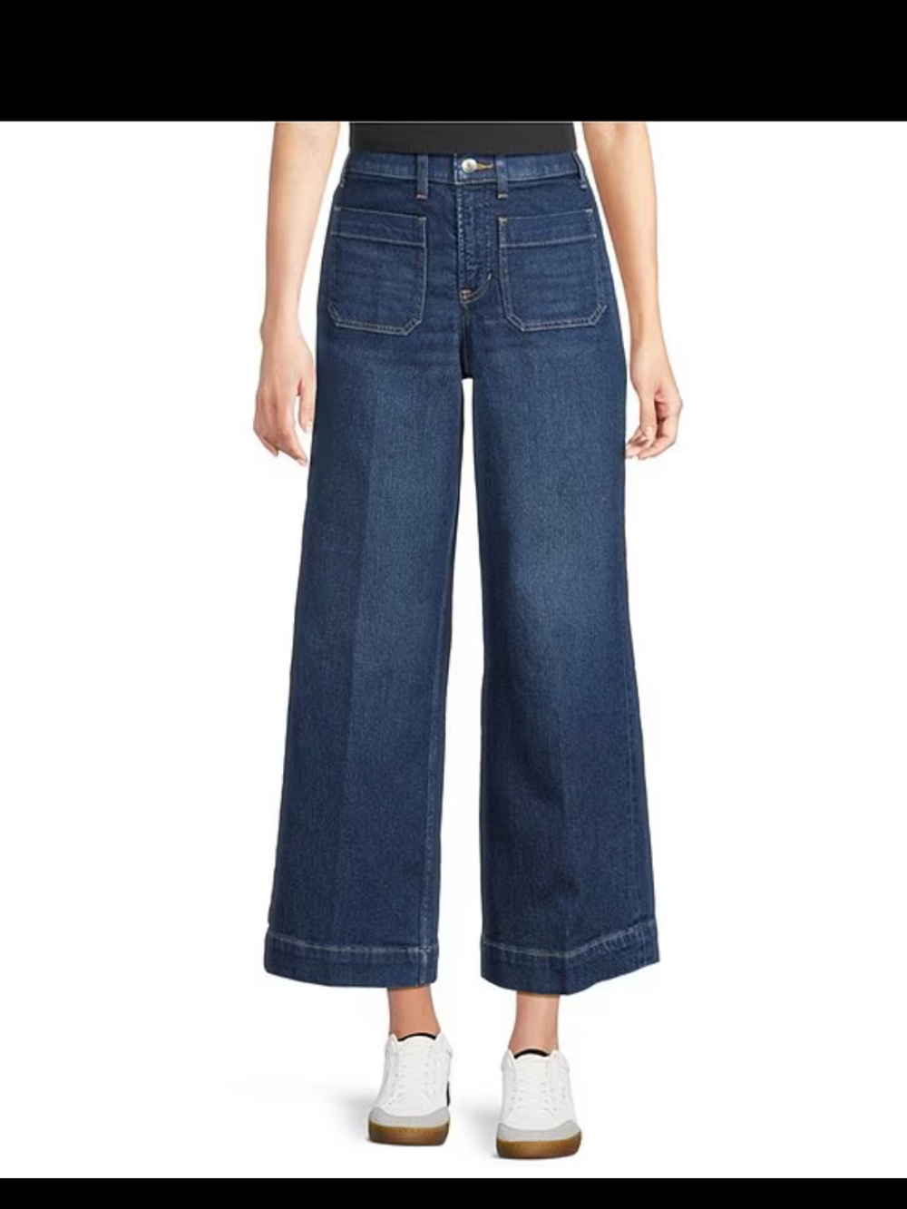 SPANX Women's Wide-Leg Cropped Jeans in Dark Blue